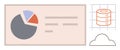Data Visualization with Pie Chart, Cloud Storage, and Database Diagram Royalty Free Stock Photo