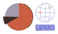 Data Visualization with Pie Chart, Global Network, and Line Graph for Analytics and Research Royalty Free Stock Photo