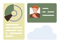 Data Visualization with Pie Chart, ID Profile, and Cloud Concept in Minimal Design Royalty Free Stock Photo