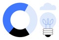 Data Visualization with Pie Chart and Light Bulb Representing Ideas and Innovation Royalty Free Stock Photo