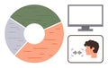 Data visualization with pie chart, voice recognition, and computer screen concepts for analytics Royalty Free Stock Photo