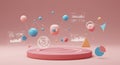 Data Visualization Platform Abstract 3D of data points charts and graphs interconnected on a pink platform representing data Royalty Free Stock Photo