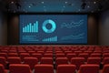 Data visualization presentation in empty movie theater Royalty Free Stock Photo