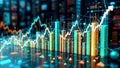Data visualization: Rising financial graph with teal and gold columns, reflecting future trends Royalty Free Stock Photo