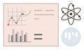 Data Visualization and Scientific Analysis with Graphs and Atomic Model Design Royalty Free Stock Photo