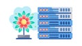 Data Visualization on Server Rack with Vibrant Floral Elements, vector design Generative AI Royalty Free Stock Photo