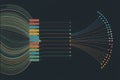 Data visualization showing information flow with connected lines and nodes for data analysis and presentation purposes Royalty Free Stock Photo