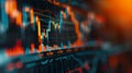 Data visualization shows currency market fluctuations and trading activity patterns
