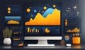 Data visualization software displaying analytics on computer screen Royalty Free Stock Photo