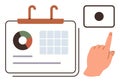 Data visualization and task selection with interactive calendar layout and pie chart Royalty Free Stock Photo