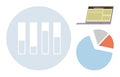 Data Visualization Tools with Bar Chart, Pie Chart, and Laptop Screen Royalty Free Stock Photo