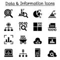 Data warehouse, data mining, Big data icons