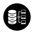 Data, warehouse, database, host, hosting icon. Black vector sketch.