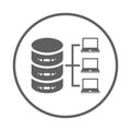 Data, warehouse, database, host, hosting icon. Gray vector graphics.