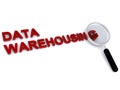 data warehousing under magnifier glass on white Royalty Free Stock Photo