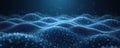 Data waves illustrate digital tech concept. Dots simulate connection, cloud computing. Blue backdrop highlights future tech, Royalty Free Stock Photo