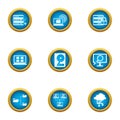 Data way icons set, flat style