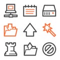 Data web icons, orange and gray contour series