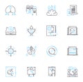 Data writing linear icons set. Analysis, Excel, Algorithm, Interpretation, Spreadsheet, Visualization, Insights line