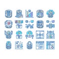 database administrator server icons hand drawn