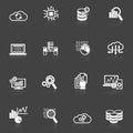 Database analytics icons black and white