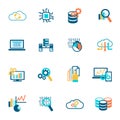 Database analytics icons flat