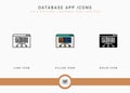 Database app icons set vector illustration with solid icon line style. Big data technology concept. Editable stroke icon on Royalty Free Stock Photo