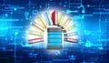 Data storage. Server and file cabinet with ring binders. 3d render