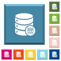 Database archive white icons on edged square buttons
