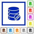 Database attachment flat framed icons