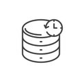 Database backup line icon, outline vector sign, linear style pictogram isolated on white. Symbol, logo illustration. Editable stro
