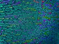 Database bits access stream visualisation. Binary code digital technology background. Tensorflow AI concept. Javascript code in Royalty Free Stock Photo