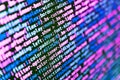 Database bits access stream visualisation. Computer language script code screen. Website development. Web abstract programming and Royalty Free Stock Photo