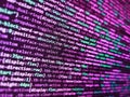 Database bits access stream visualisation. HTML and CSS code developing screenshot. Digital abstract bits data stream, cyber Royalty Free Stock Photo