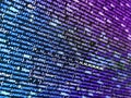 Database bits access stream visualisation. HTML and CSS code developing screenshot. Writing programming code on laptop. Web Royalty Free Stock Photo