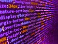 Database bits access stream visualisation. Modern web network and internet telecommunication technology. Php language and coding Royalty Free Stock Photo