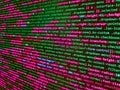 Database bits access stream visualisation. PHP development, software site code. Template of website, selective focus. Programming Royalty Free Stock Photo