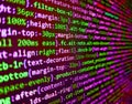 Database bits access stream visualisation. Programmer developer screen. Data bits computer bits, shadow and dark vignette effect. Royalty Free Stock Photo