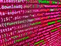 Database bits access stream visualisation. Programmer working in desktop laptop. Js and the abstract background. Developer working Royalty Free Stock Photo