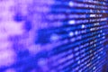 Database bits access stream visualisation. Web abstract programming and created virus on laptop screen. Computer code on laptop Royalty Free Stock Photo