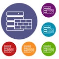 Database and brick wall icons set Royalty Free Stock Photo
