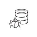 Database bug hand drawn outline doodle icon. Royalty Free Stock Photo