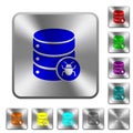 Database bug rounded square steel buttons Royalty Free Stock Photo