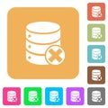 Database cancel rounded square flat icons