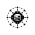 Database Circle Network Data Connection Communication Hub System Technology Concept in Black and White Royalty Free Stock Photo
