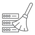 Database cleaning thin line icon, data analytics Royalty Free Stock Photo