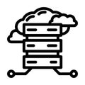 database cloud computing line icon vector illustration