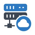 Database cloud glyphs double color icon