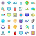 Database and cloud icons set, cartoon style Royalty Free Stock Photo