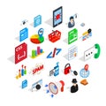 Database cloud icons set, isometric style Royalty Free Stock Photo